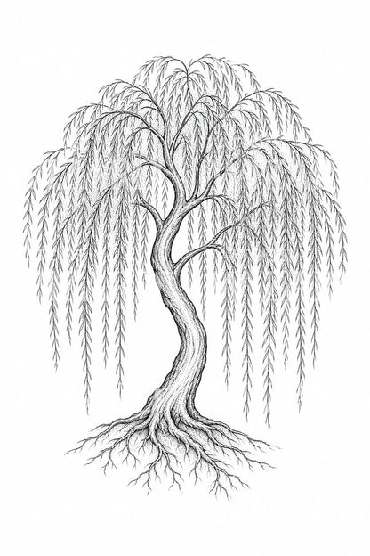 Modèle de tatouage de saule pleureur