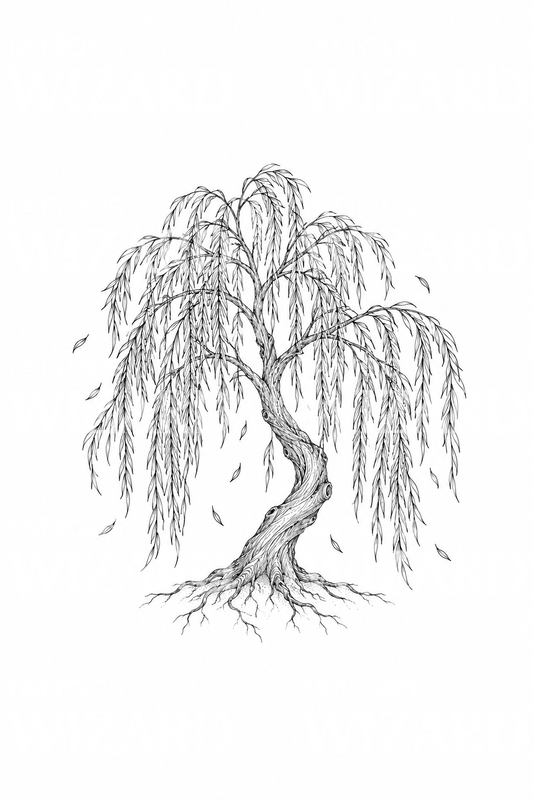Tattoo-idee van een treurwilg met wortels