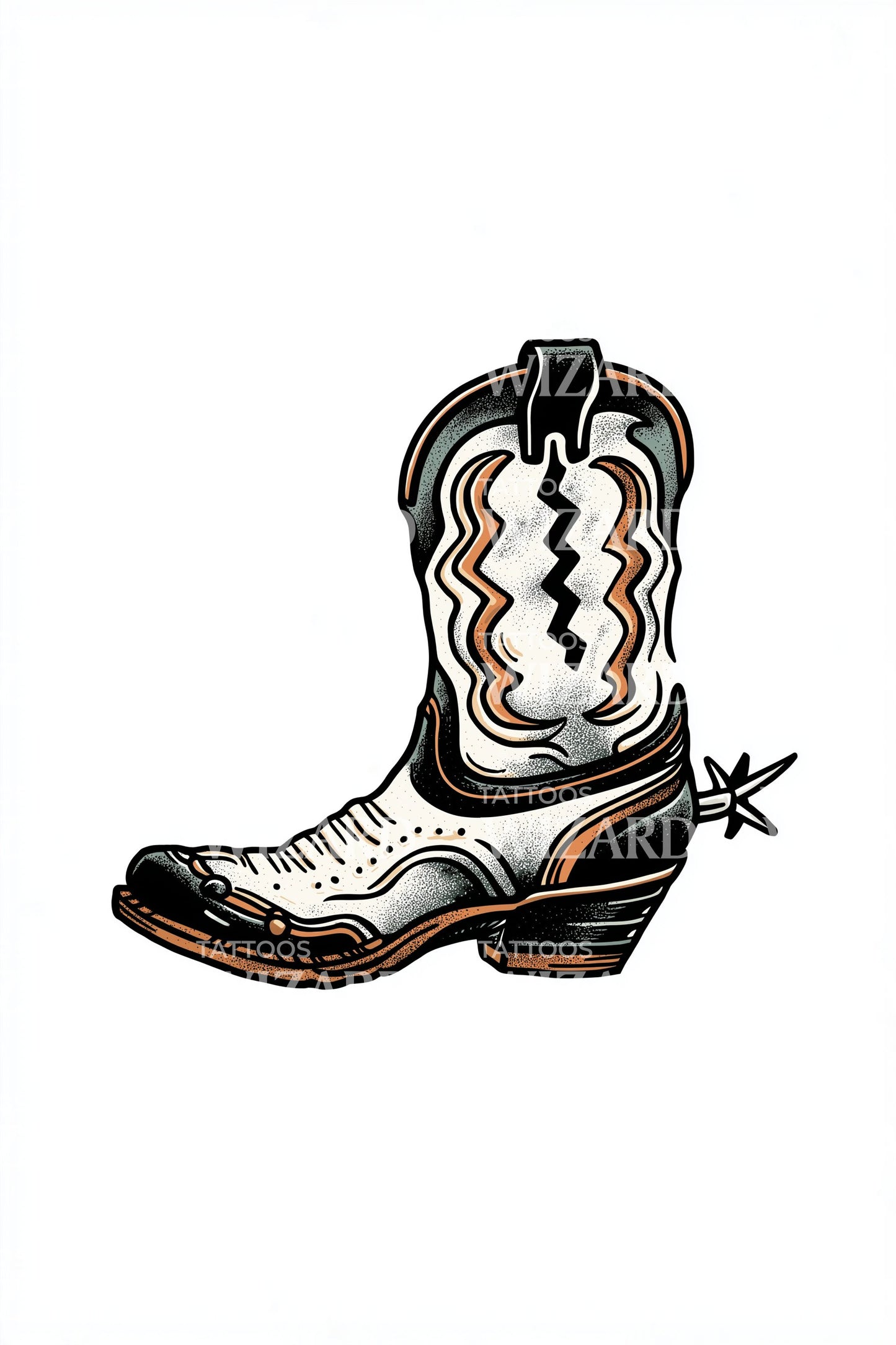Western Cowboy Boot Tattoo Design