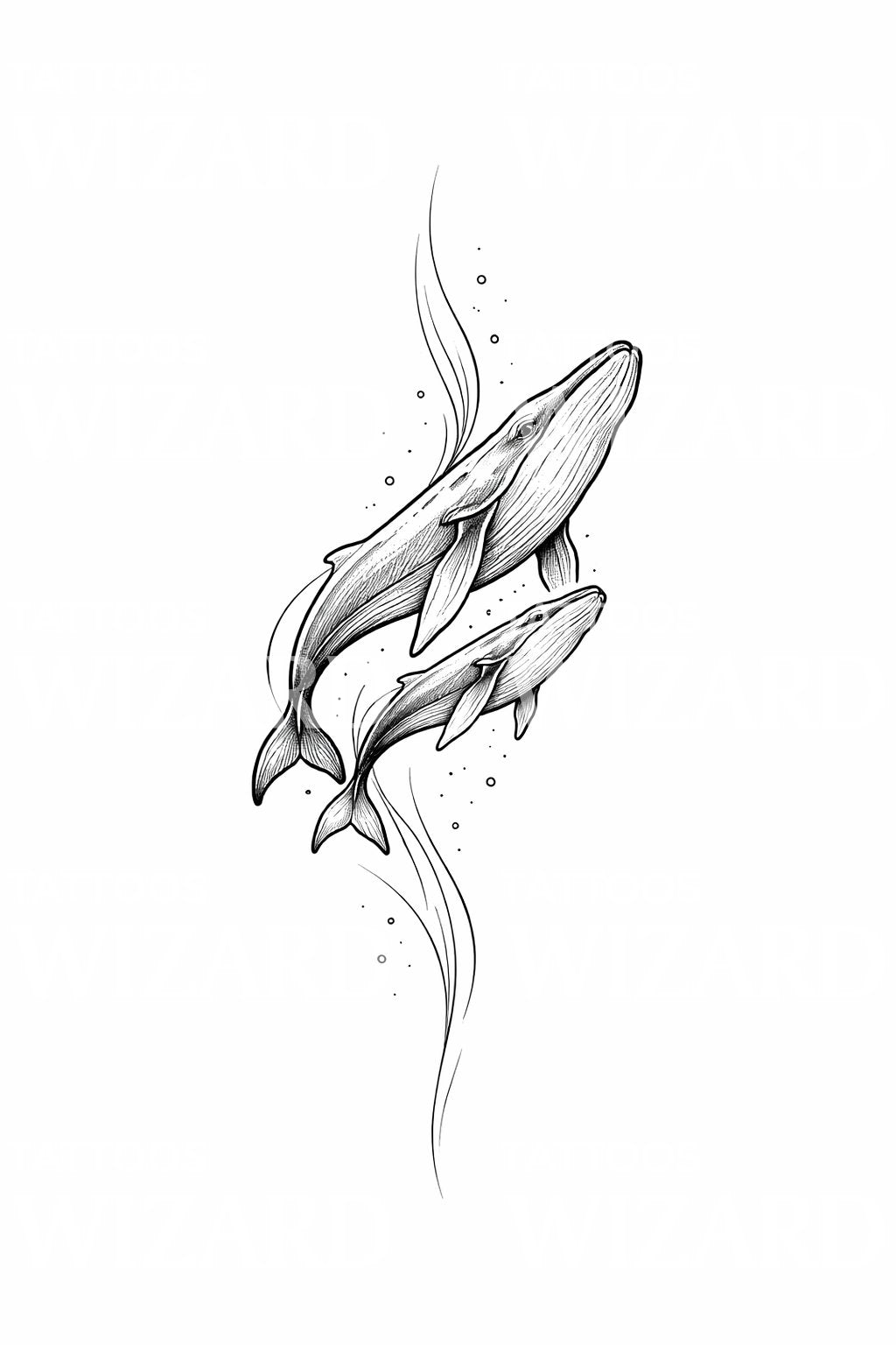 Whale Duo Tattoo Design – Tattoos Wizard Designs
