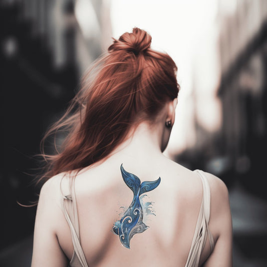 Ocean Whale Tail Tattoo Illustration