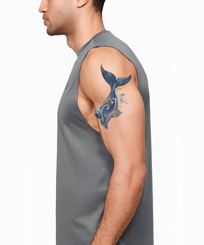 Ocean Whale Tail Tattoo Illustration