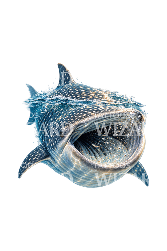 Whale Shark Feeding at Surface Tattoo Design