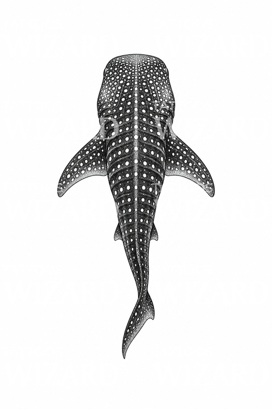 Whale Shark from Above Dotwork Tattoo