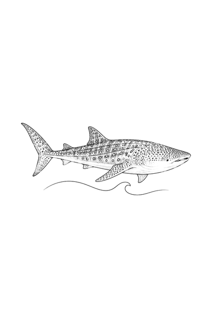 Tatouage de requin-baleine sur vague en fine line