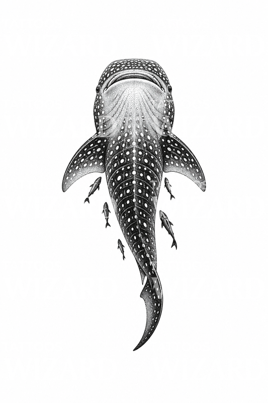 Stipple-Tattoo eines aufsteigenden Walhais