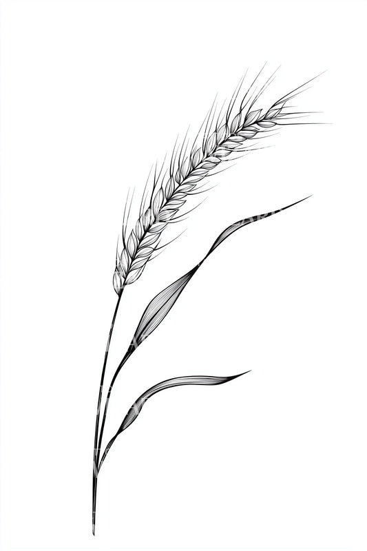 Wheat Ear Sprig Tattoo Design
