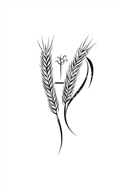 Wheat Stalk Pair Tattoo Design
