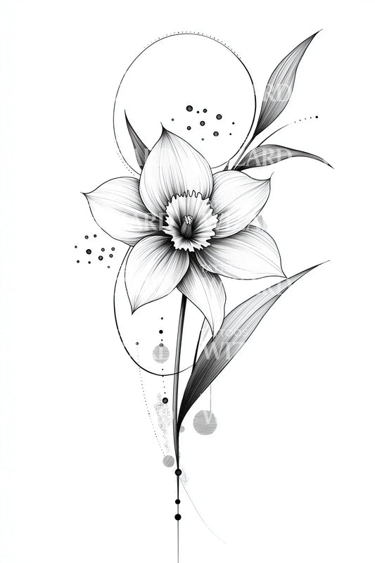 Speelse Narcis Tak Tattoo Ontwerp