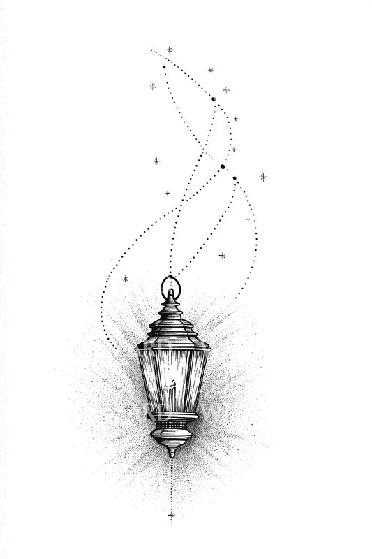 Whimsical Hanging Lantern Tattoo Idea