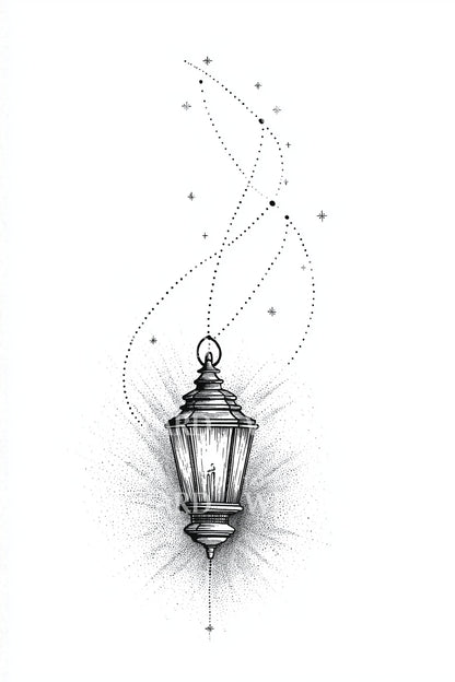 Whimsical Hanging Lantern Tattoo Idea