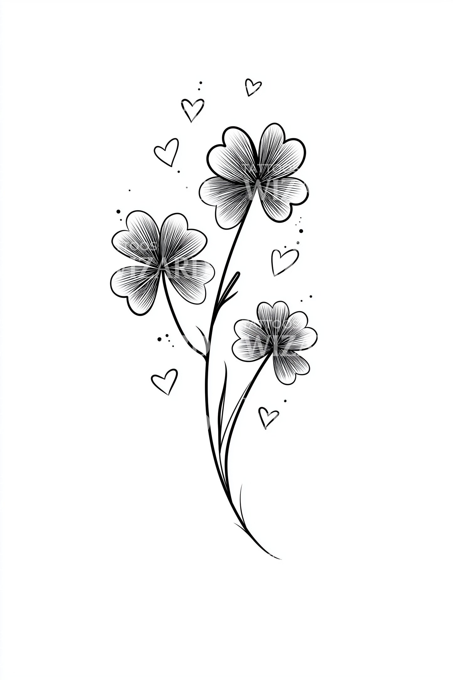 Whimsical Heart Flowers Tattoo Idea