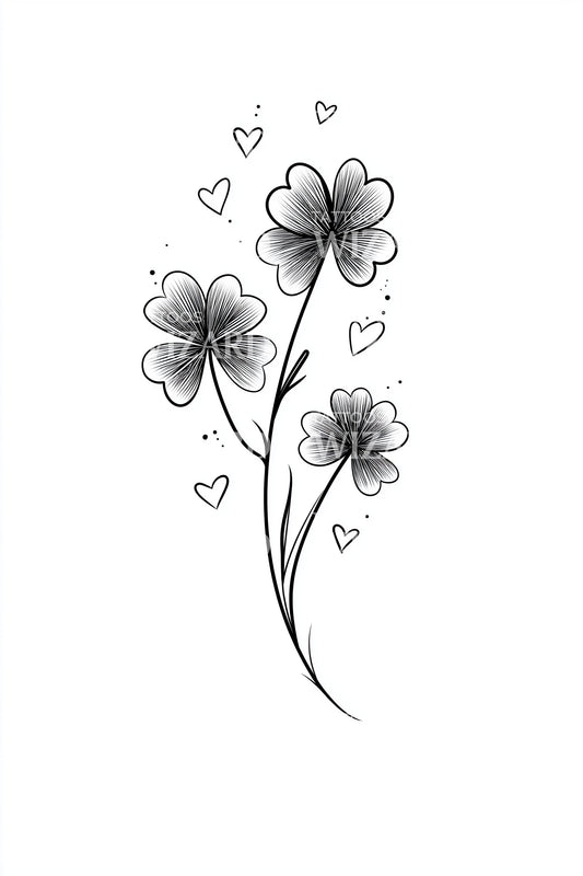Whimsical Heart Flowers Tattoo Idea