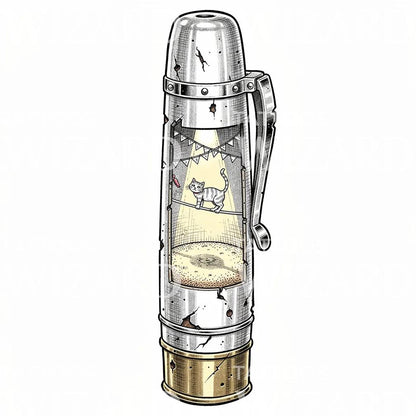 Whimsical Lantern Cat Tattoo Design