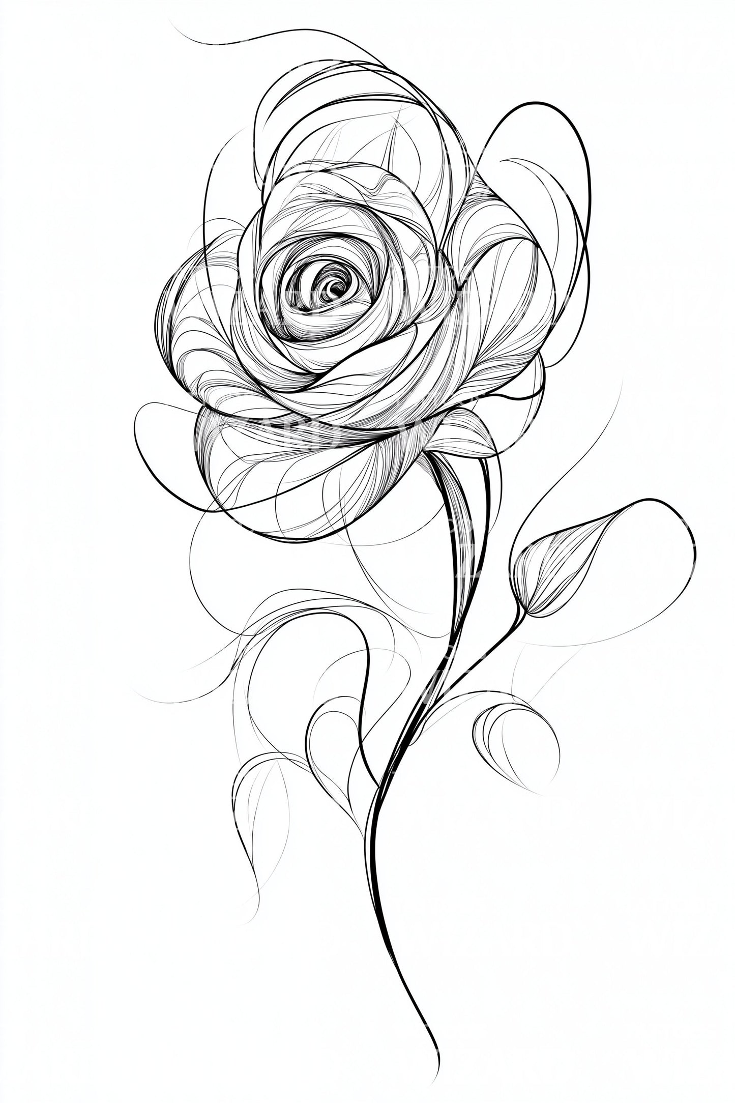 Whimsical Line Rose Tattoo Idea