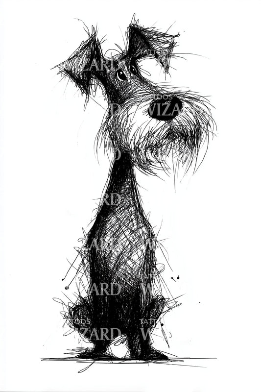 Whimsical Schnauzer Sketch Tattoo Design