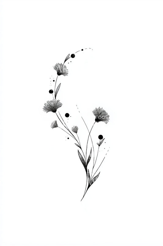 Verspieltes Wildblumenstrauß Tattoo Design
