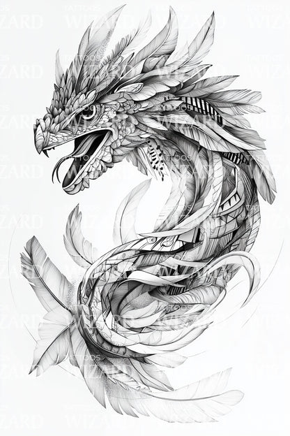 Design del tatuaggio del drago orientale vorticoso