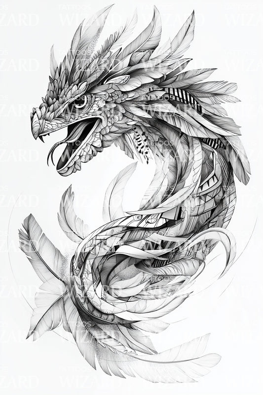 Design del tatuaggio del drago orientale vorticoso