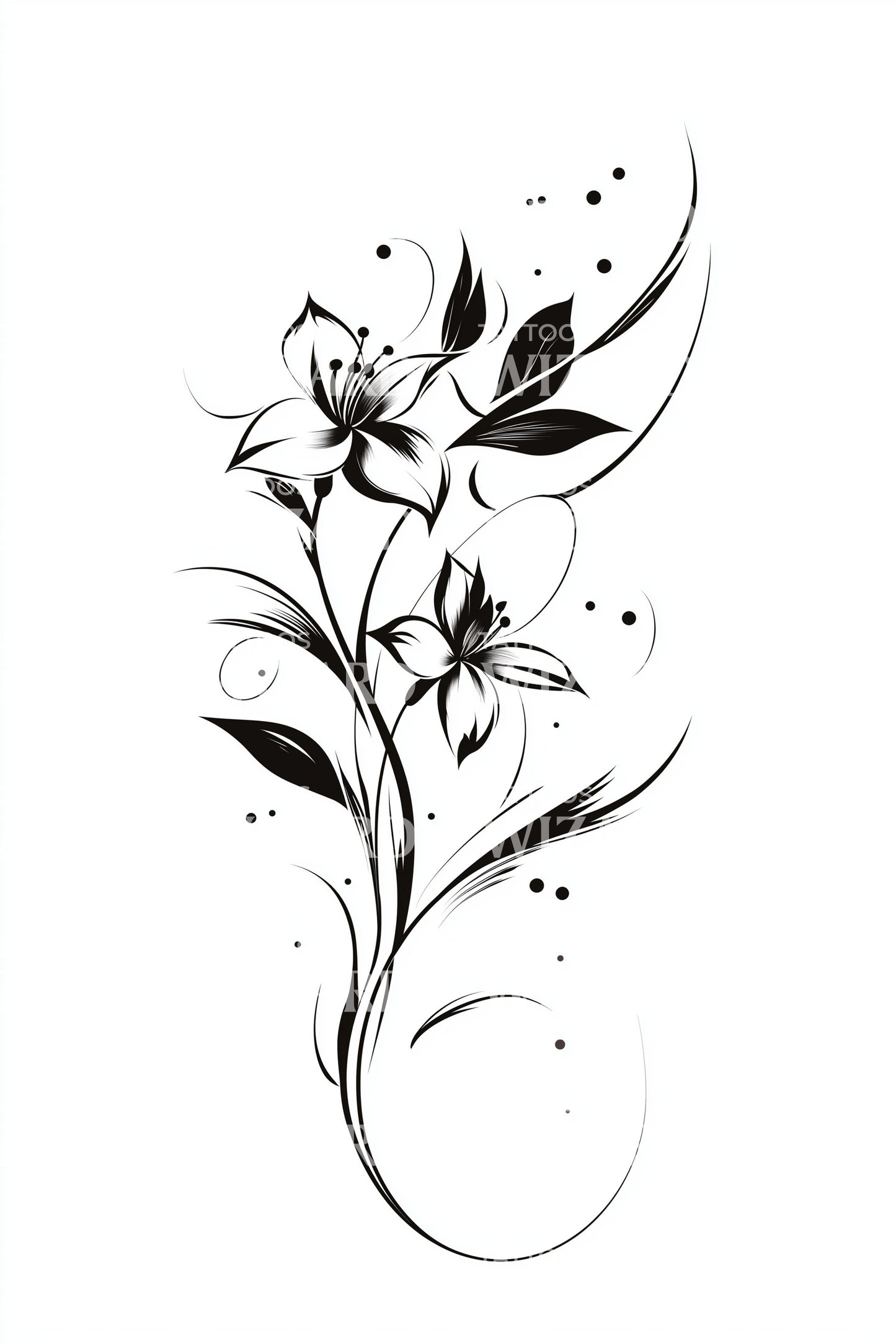 Whirling Lily Duo Tattoo Design