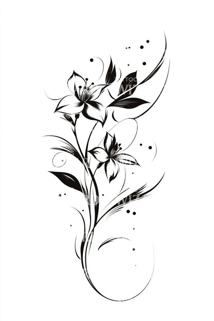 Design Tatuaggio Duo Giglio Turbinante
