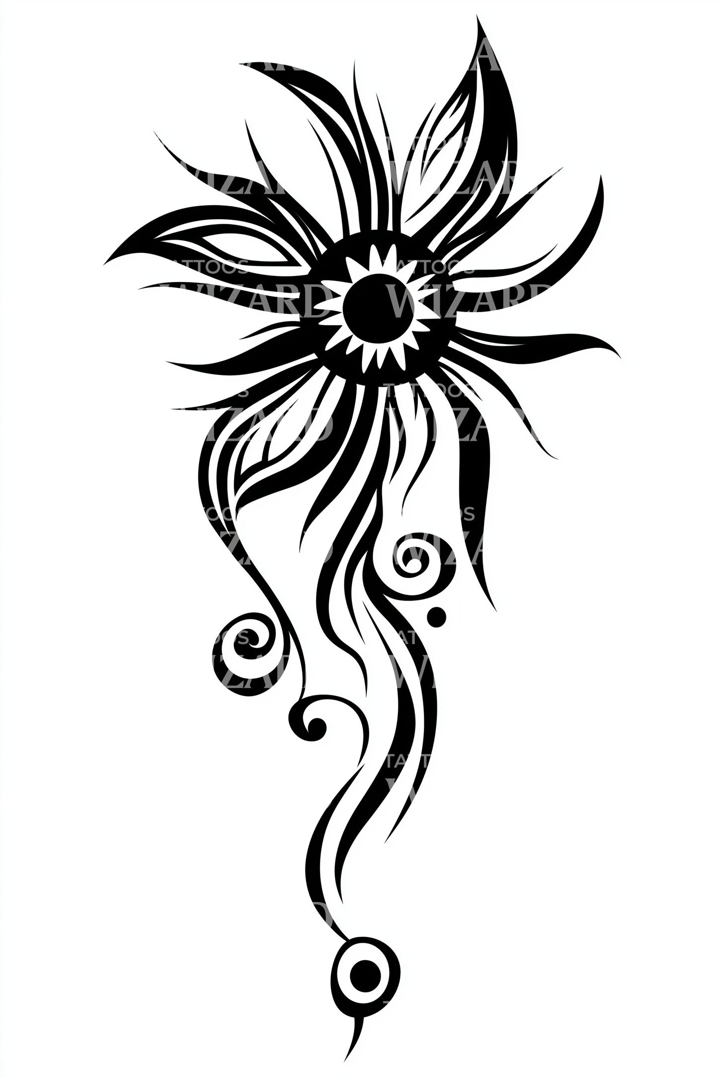 Ideia de Tatuagem de Videira com Flor em Redemoinho