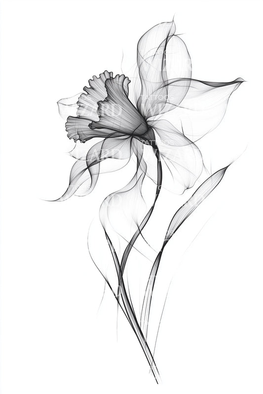 Design de Tatuagem Flor de Linha Sussurrante