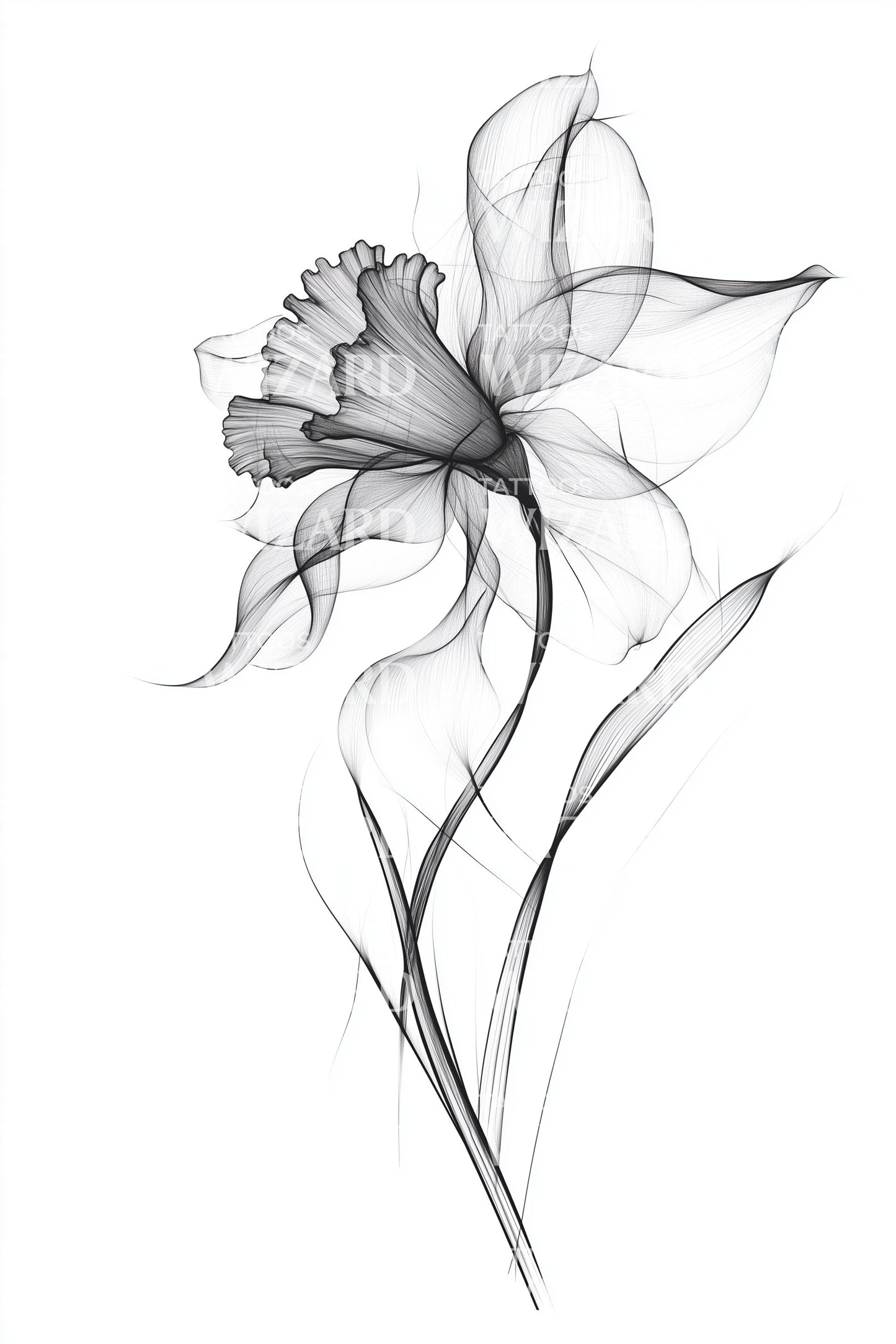 Whisper Line Blossom Tattoo Design
