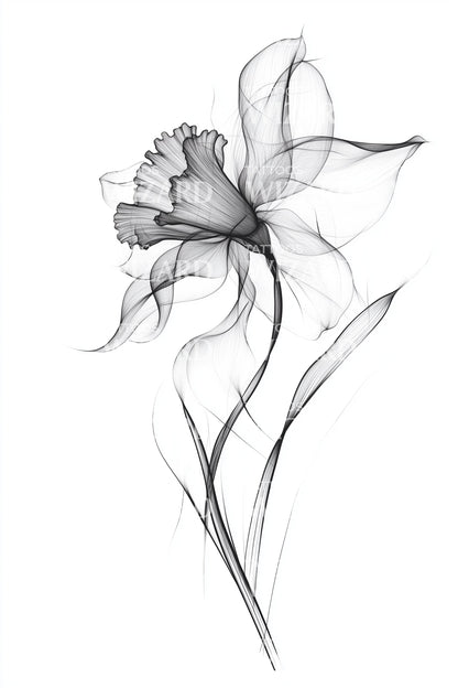 Flüsterlinie Blüten Tattoo Design