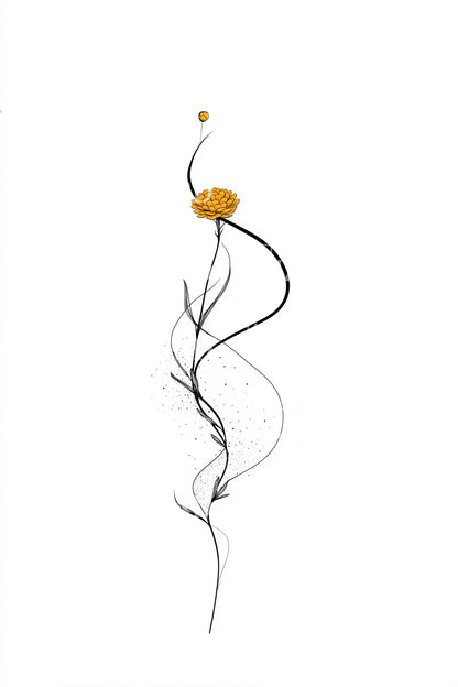 低语花蕾线条纹身设计