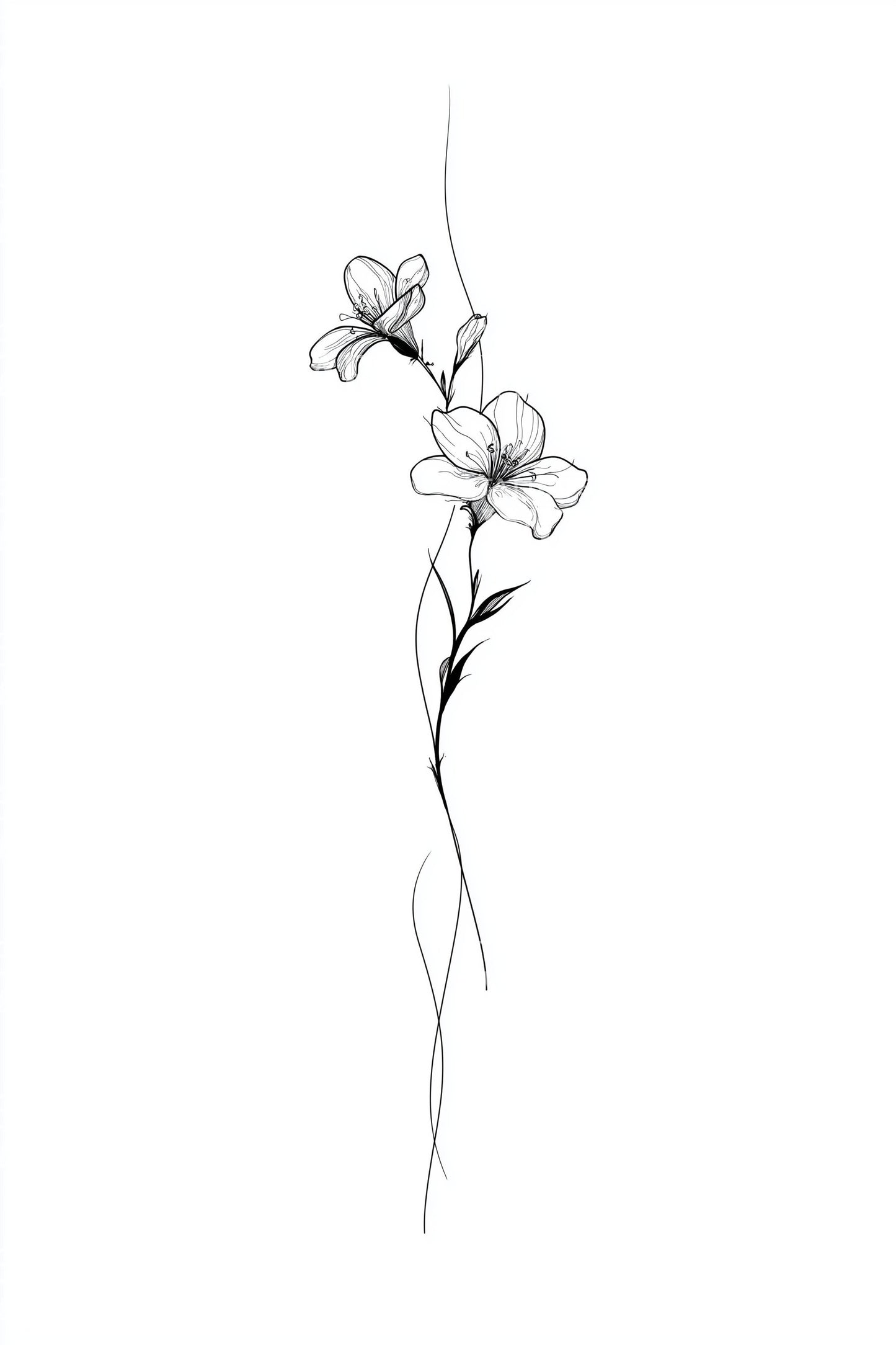 Whispering Jasmine Stem Tattoo Design