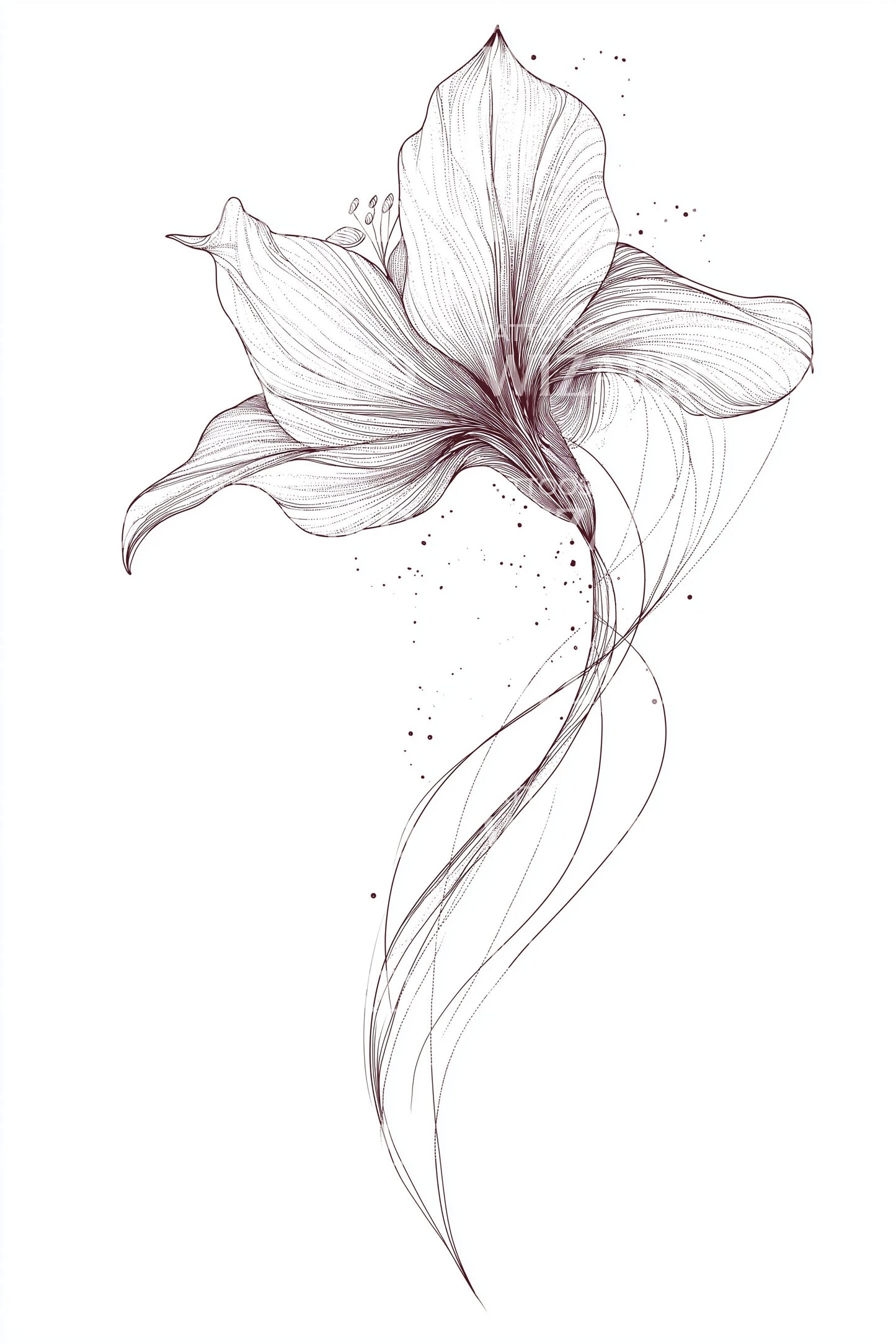 Design de Tatuagem Véu de Pétala Sussurrante