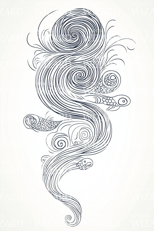Design del tatuaggio vortici del vento sussurrante