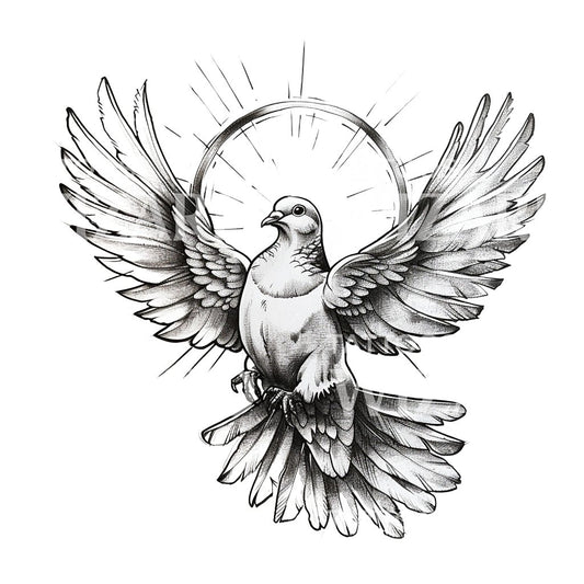 White Dove and Halo Ink Tattoo Design
