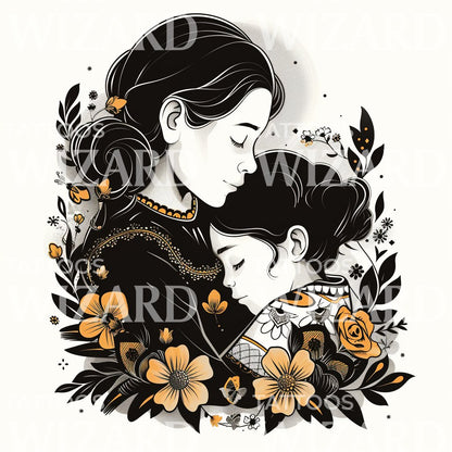 Beautiful Mother and Child Tattoo Design