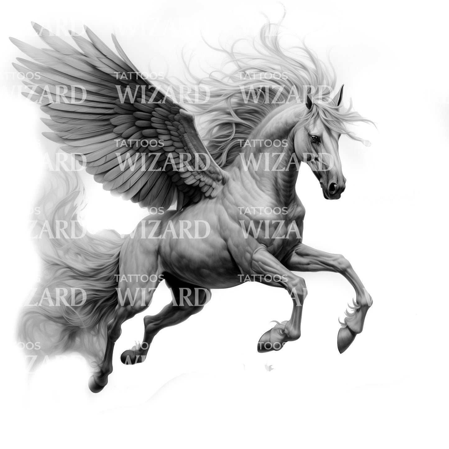 White Horse Muscled Tattoo Design