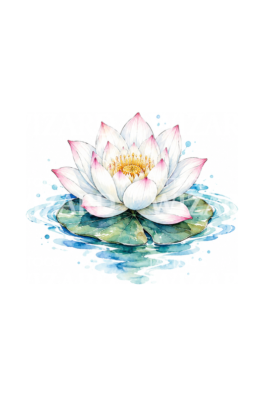 White Lotus on a Lily Pad Tattoo Design