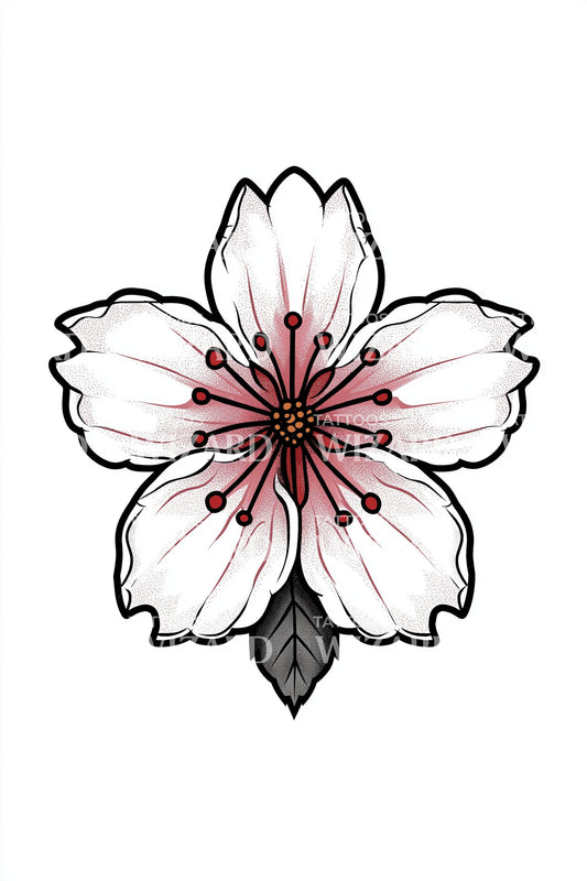 Desenho de Tatuagem Emblema Sakura Branco