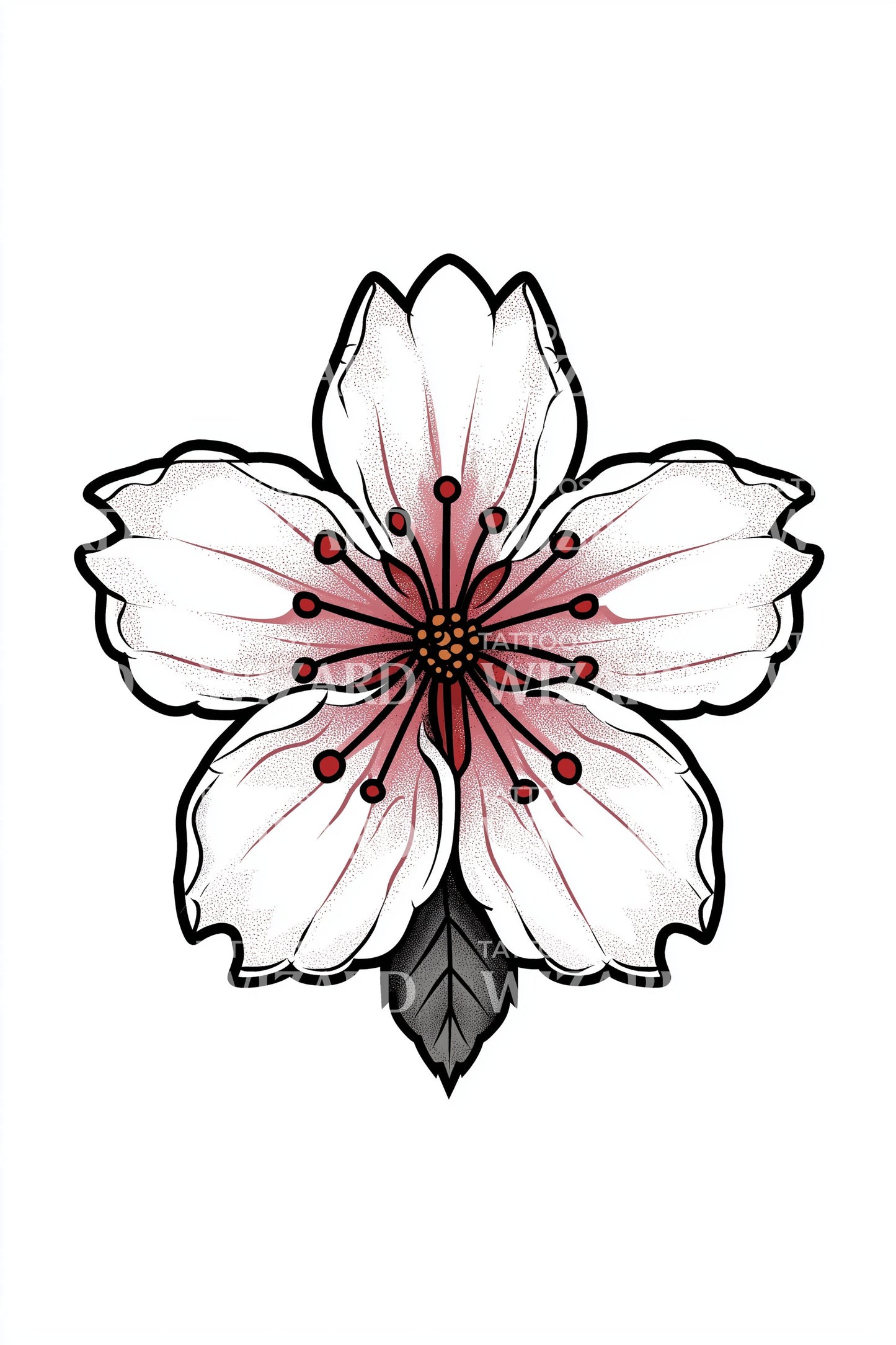 Hvid Sakura Emblem Tatoveringsdesign