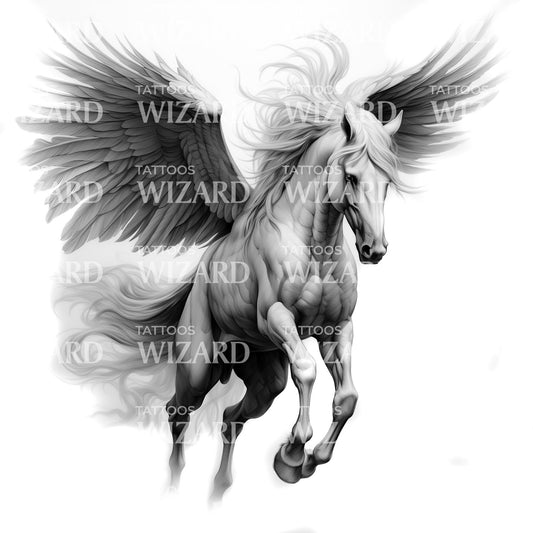 White Winged Horse Tattoo Design