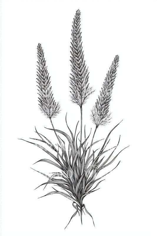 Wild Foxtail Grass Tattoo Illustration
