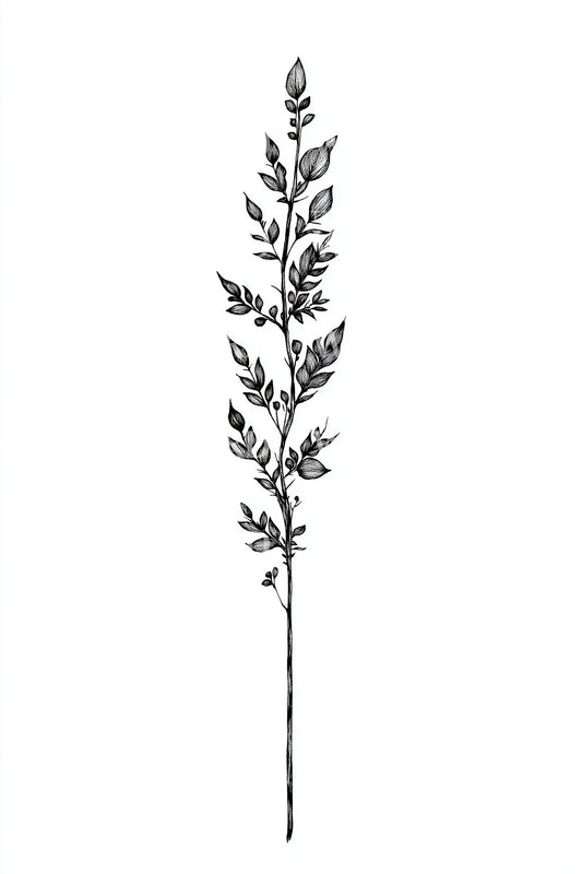 Wild Herb Stem Tattoo Design