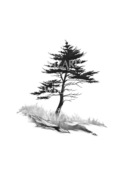 Wild Japanese Pine Tattoo Design