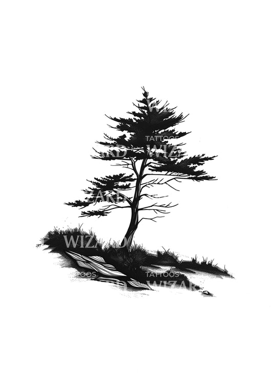 Wild Japanese Pine Tattoo Design