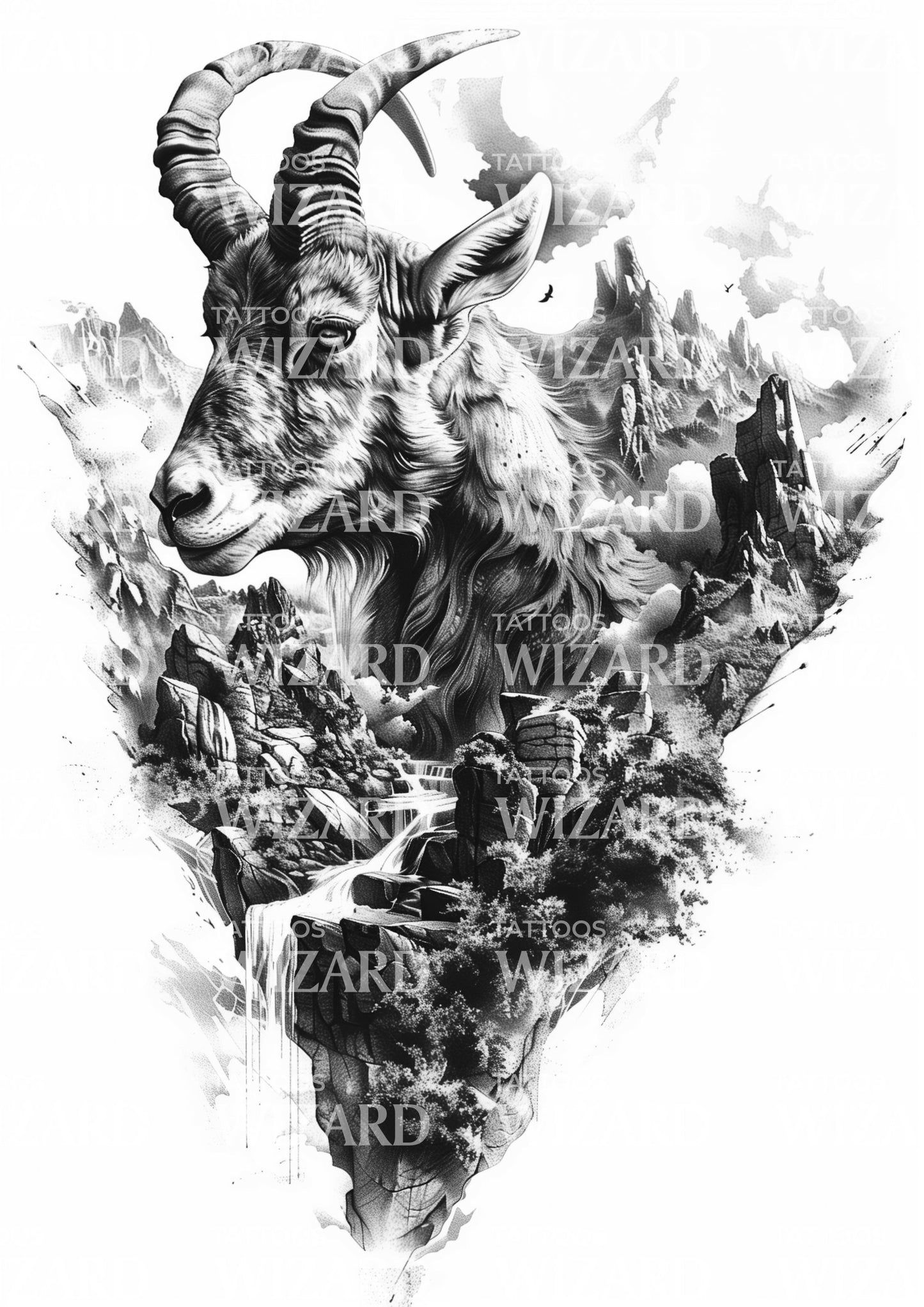 Wild Mountain Goat Freedom Tattoo Idea