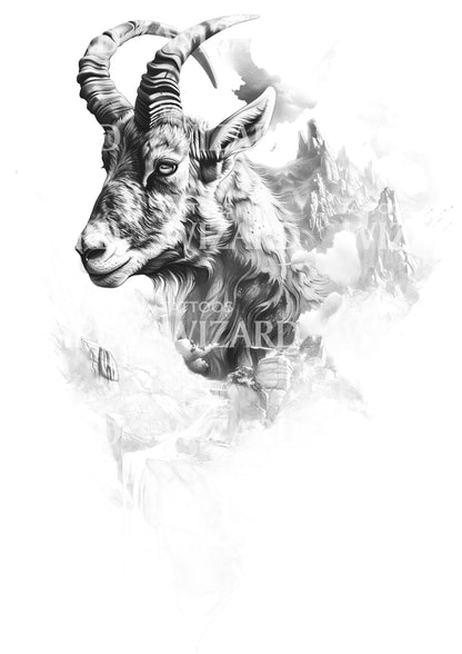 Wild Mountain Goat Freedom Tattoo Idea