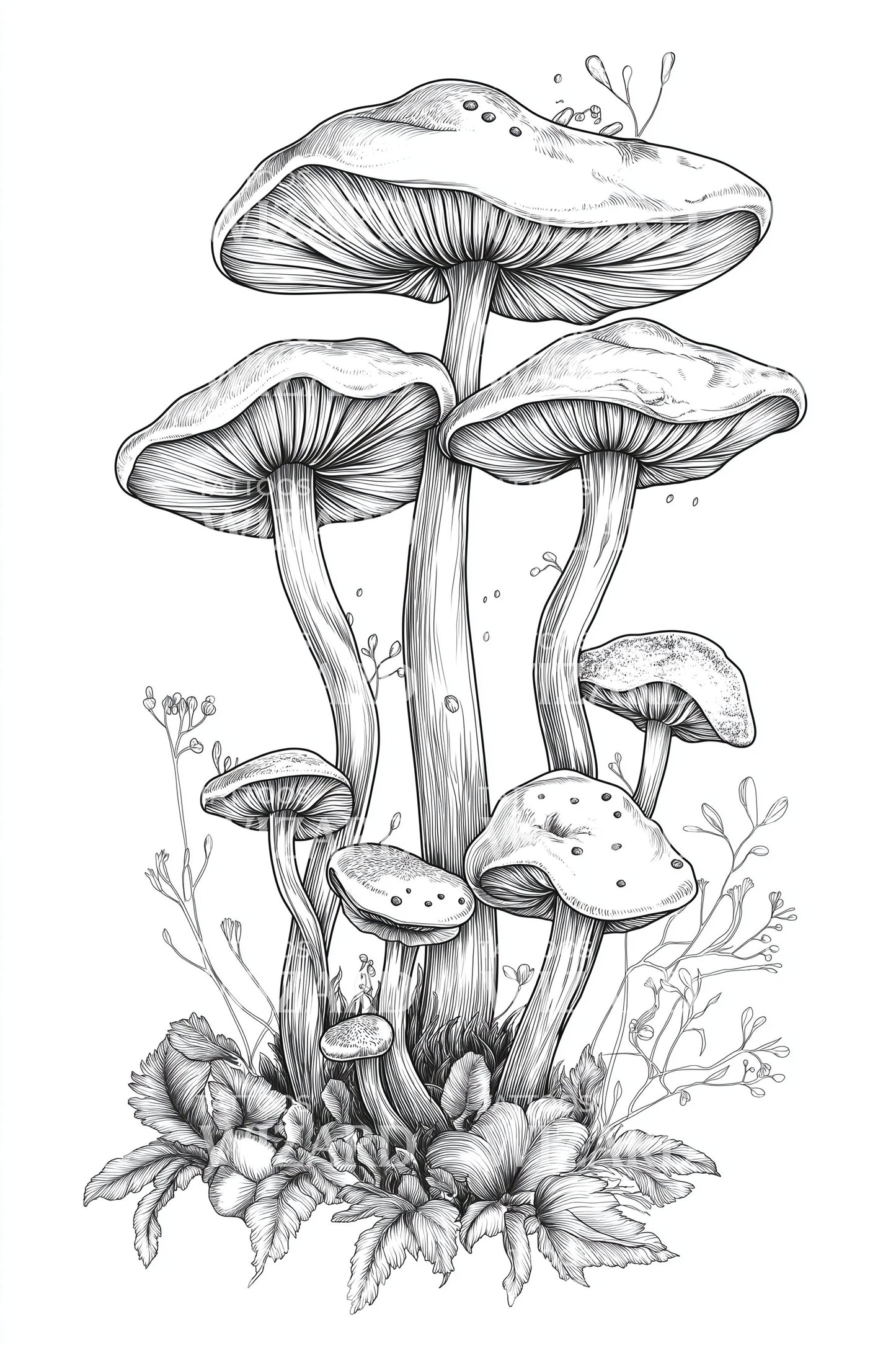 Wild Mushroom Patch Tattoo Design