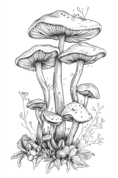 Wild Mushroom Patch Tattoo Design