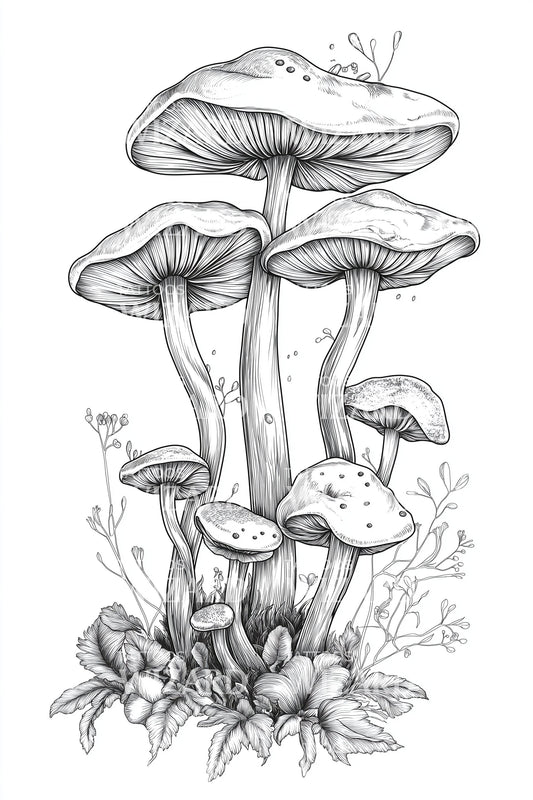 Wild Mushroom Patch Tattoo Design