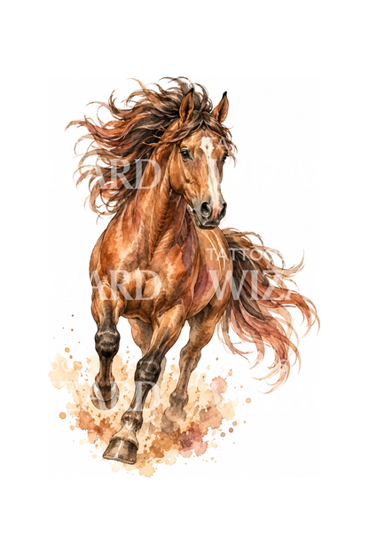 Wilde mustang in galop, aquareltattoo-idee